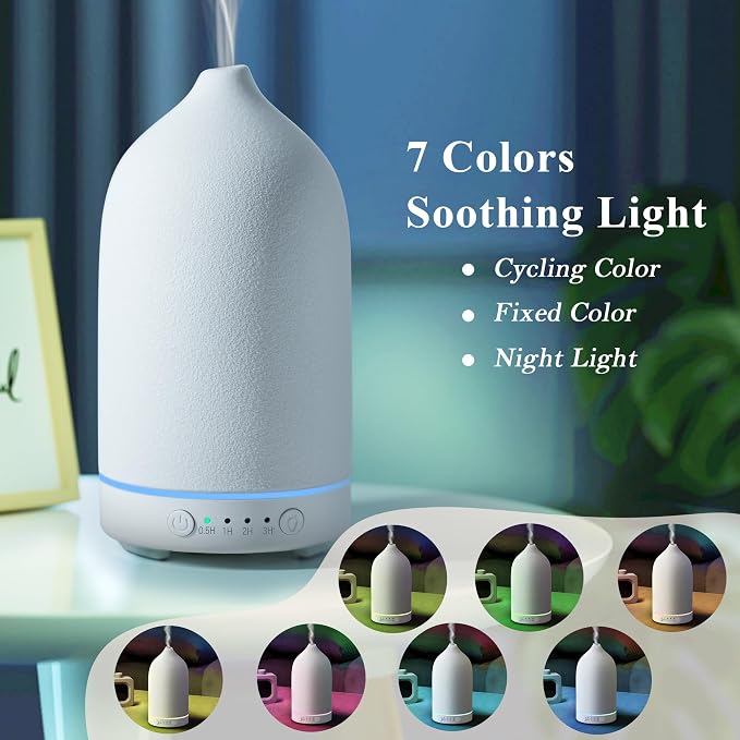 Ceramic Essential Oil Diffuser 160ML Aromatherapy Diffuser for Home Bedroom Room Cool Mist Humidifier Stone Air Diffusers
