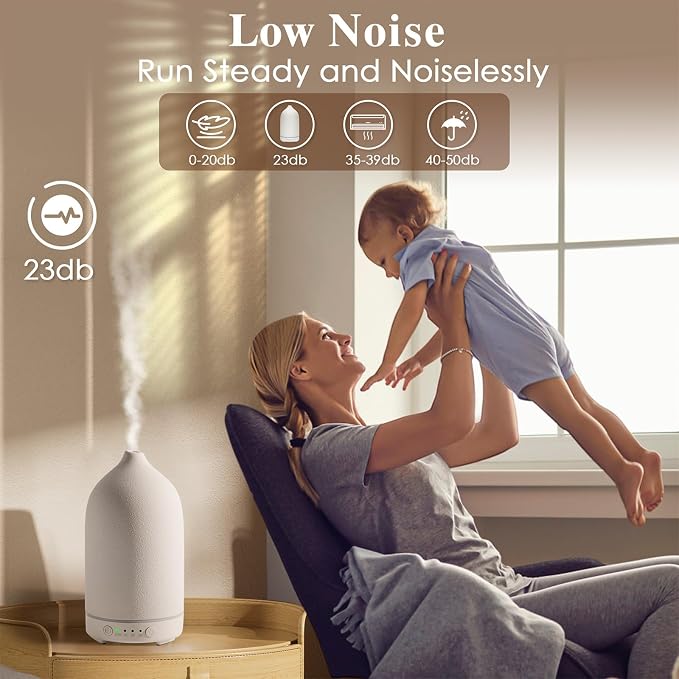 Ceramic Essential Oil Diffuser 160ML Aromatherapy Diffuser for Home Bedroom Room Cool Mist Humidifier Stone Air Diffusers
