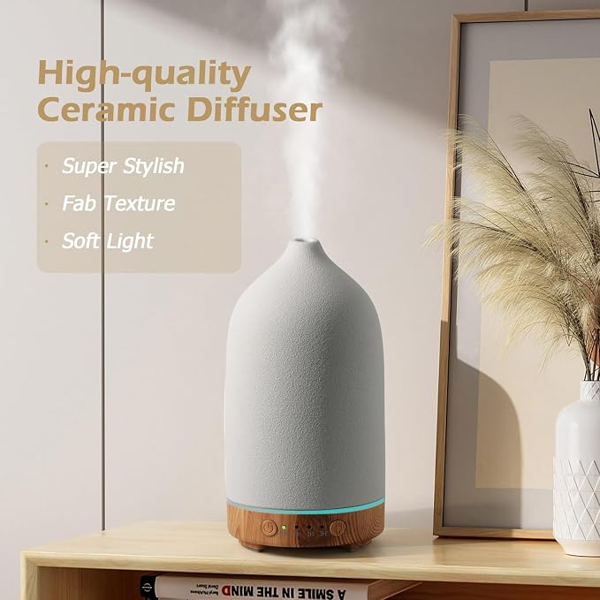 Ceramic Essential Oil Diffuser 160ML Aromatherapy Diffuser for Home Bedroom Room Cool Mist Humidifier Stone Air Diffusers