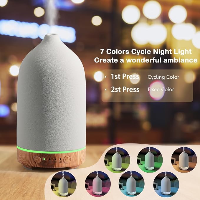 Ceramic Essential Oil Diffuser 160ML Aromatherapy Diffuser for Home Bedroom Room Cool Mist Humidifier Stone Air Diffusers