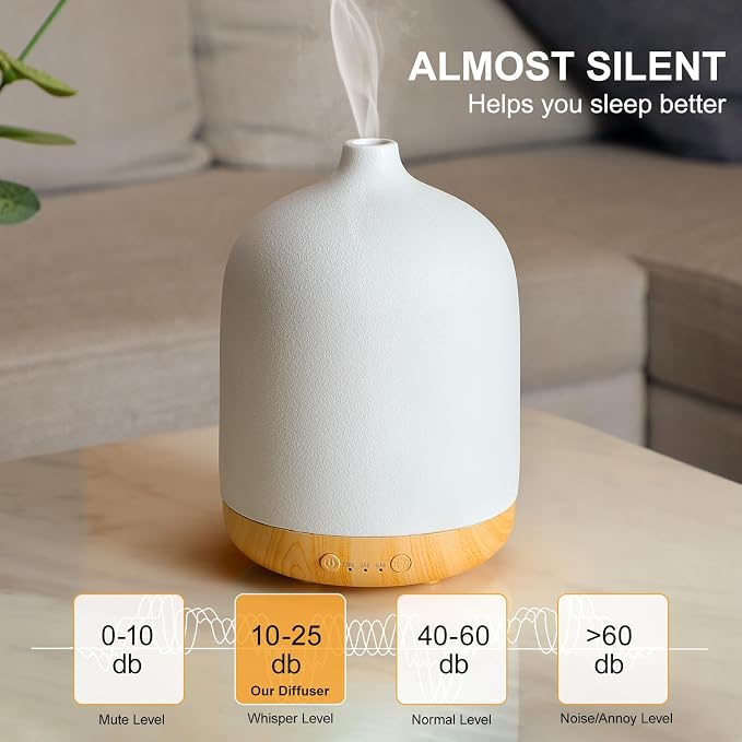 Ceramic Essential Oil Diffusers for Home, Decorative Bedroom Aromatherapy Scent Air Diffuser Ultrasonic Aroma Defusers 250ml