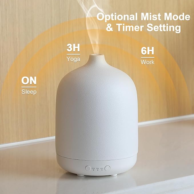 Ceramic Essential Oil Diffusers for Home, Decorative Bedroom Aromatherapy Scent Air Diffuser Ultrasonic Aroma Defusers 250ml
