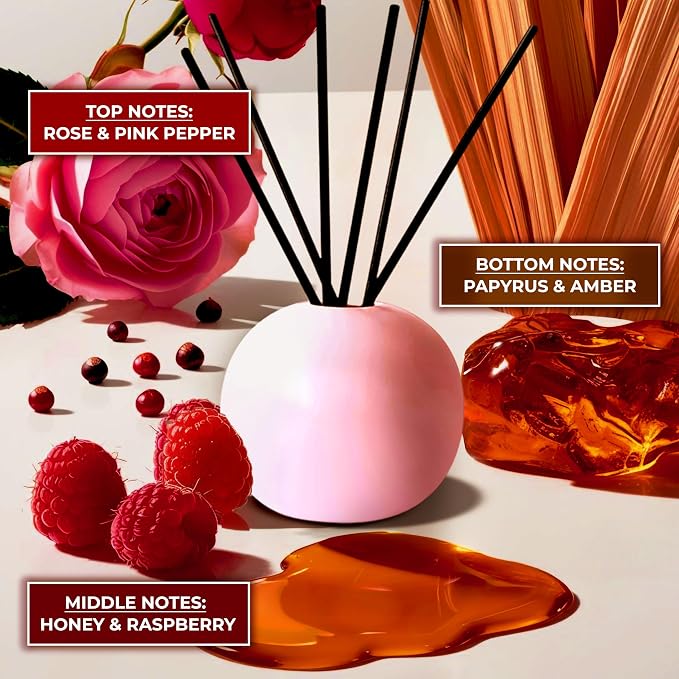 Ceramic Reed Diffuser for Home, Ampure Rose Fragrance (2X Stronger, 4 to 6 Months of Usage) in a Scent Bowl, alternate