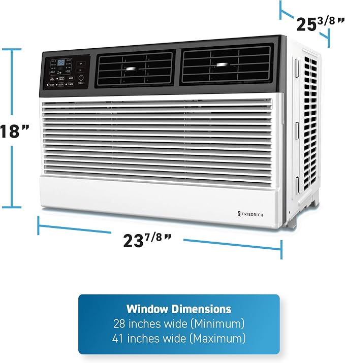 CEW18B33B Chill Premier Smart Air Conditioner Window Unit, WiFi Mobile Control, White, Heating & Cooling Capacity (18,000