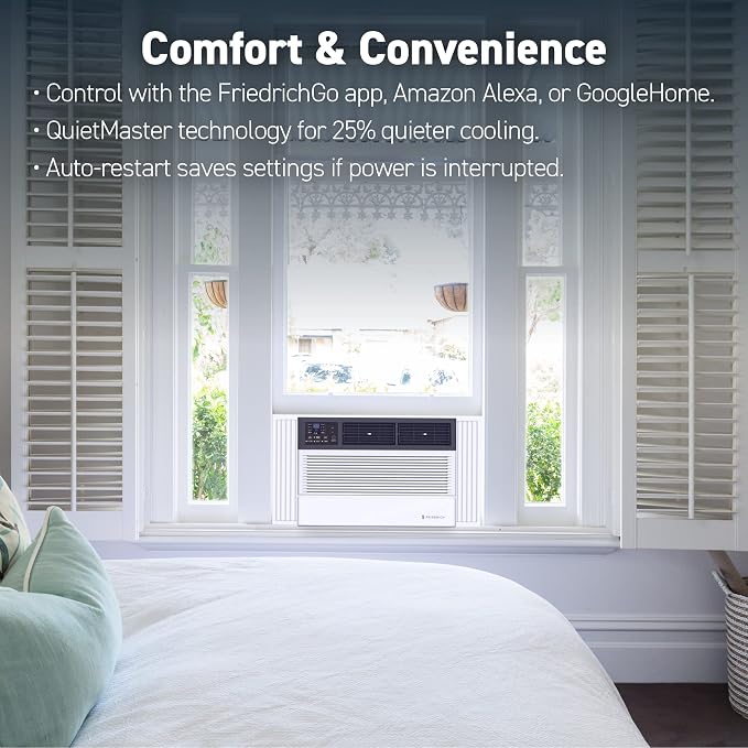 CEW18B33B Chill Premier Smart Air Conditioner Window Unit, WiFi Mobile Control, White, Heating & Cooling Capacity (18,000