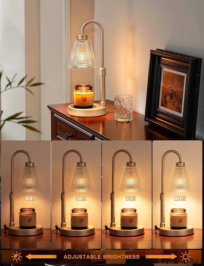 Champagne Gold Candle Warmer Lamp with Timer, Dimmable Candle Warmer for Home Decor, alternate product view 2