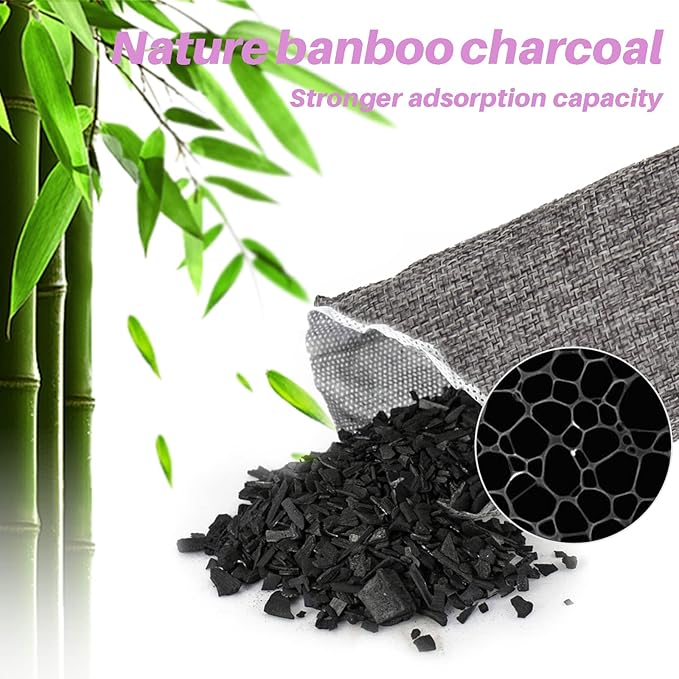 Charcoal Bags Odor Absorber (8x100g) Activated Bamboo Charcoal Air Purifying Bags Charcoal Odor Eliminating Bags for Home &