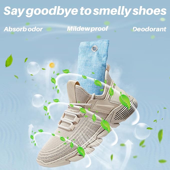 Charcoal Bags Odor Absorber (8x100g) Activated Bamboo Charcoal Air Purifying Bags Charcoal Odor Eliminating Bags for Home &