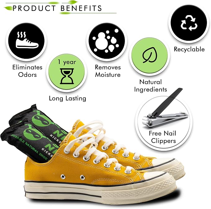 Charcoal Shoe Deodorizer Inserts - Shoe Odor Eliminator - Activated Charcoal Shoe Deodorizer Bags to Absorb Shoe Smell