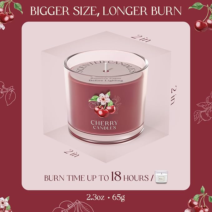 Cherry Candle, Scented Candles Gifts for Women, Candles Gift Set for Her, 3 Scented Votive Candles, alternate product view 3