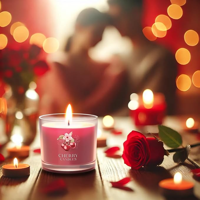 Cherry Candle, Scented Candles Gifts for Women, Candles Gift Set for Her, 3 Scented Votive Candles, alternate product view 4