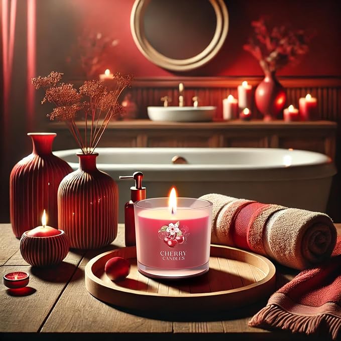 Cherry Candle, Scented Candles Gifts for Women, Candles Gift Set for Her, 3 Scented Votive Candles, alternate product view 5