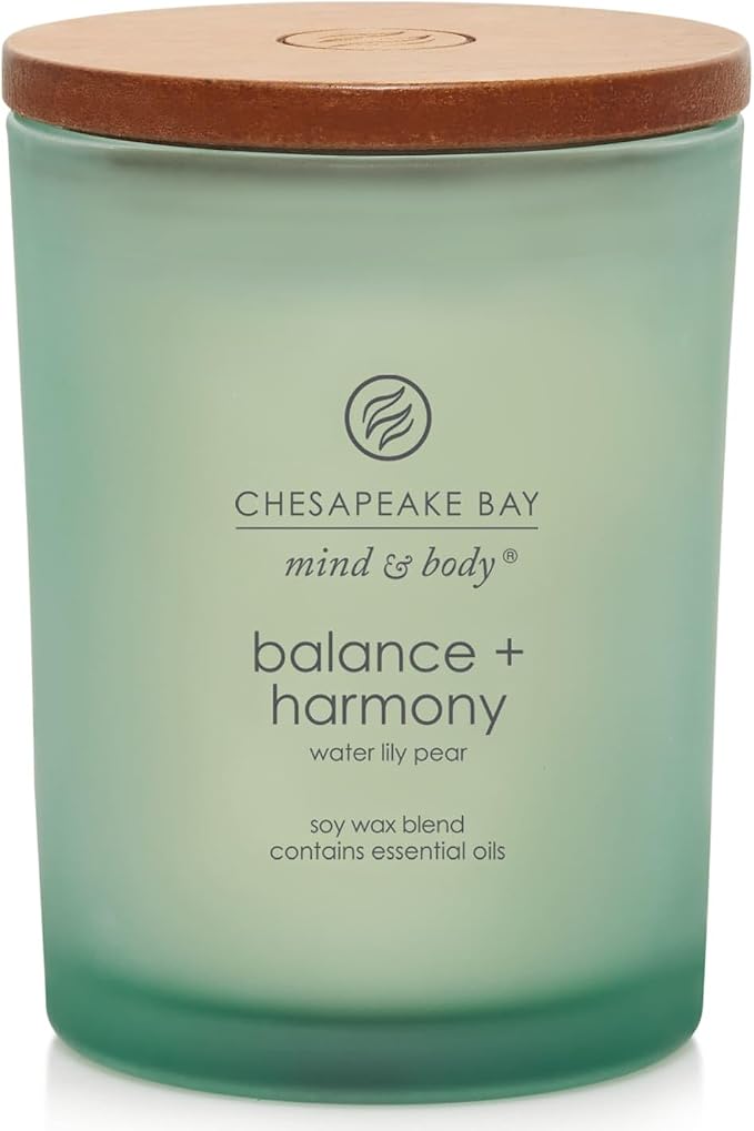 Chesapeake Bay Balance + Harmony Scented Candle Water Lily Pear Fragrance 50 Hours Burn Time Warm &