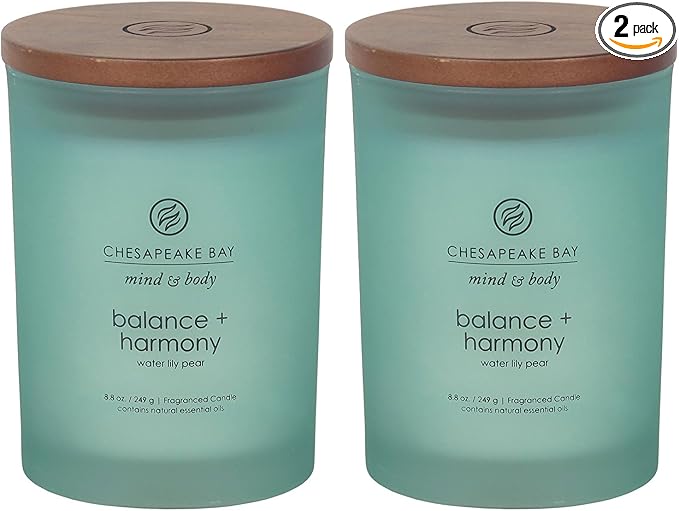 Chesapeake Bay Balance + Harmony Scented Candles Water Lily Pear Fragrance Medium Size Natural Soy Wax