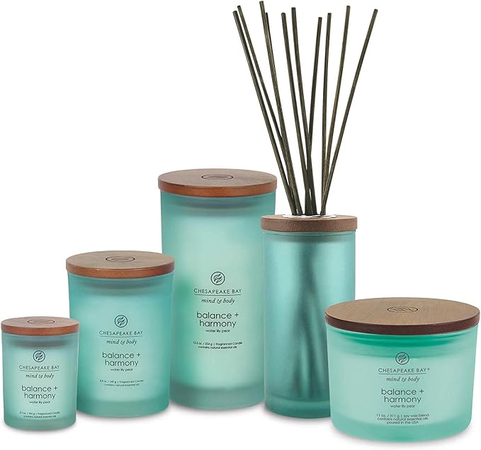 Chesapeake Bay Balance + Harmony Scented Candles Water Lily Pear Fragrance Medium Size Natural Soy Wax
