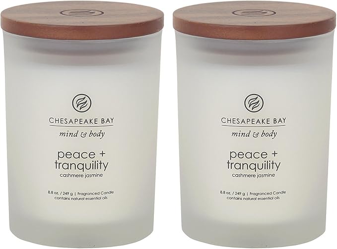 Peace + Tranquility (Cashmere Jasmine) Scented Candles Medium Size 2-Pack Perfect for Home, product