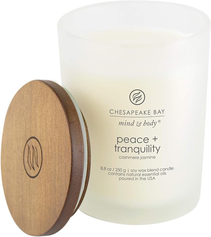 Peace + Tranquility (Cashmere Jasmine) Scented Candles Medium Size 2-Pack Perfect for Home, alternate