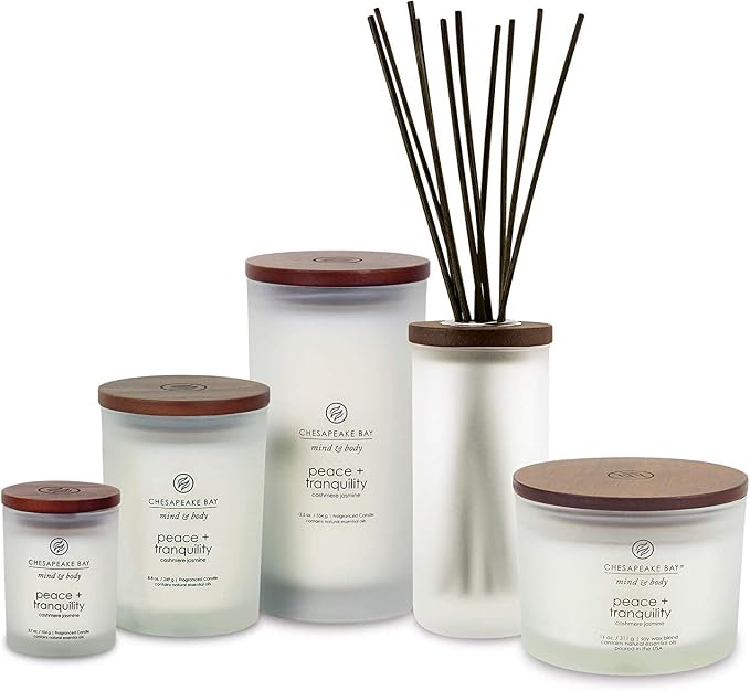 Peace + Tranquility (Cashmere Jasmine) Scented Candles Medium Size 2-Pack Perfect for Home, alternate