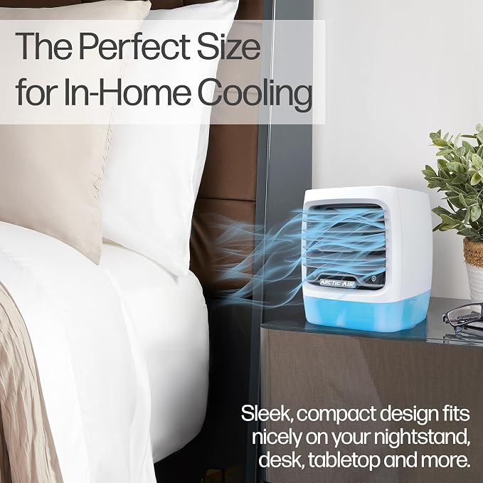 Chill Zone Evaporative Cooler with Hydro-Chill Technology, Portable Fan with 4 Adjustable Speeds, 8-Hour Cooling, Fan for
