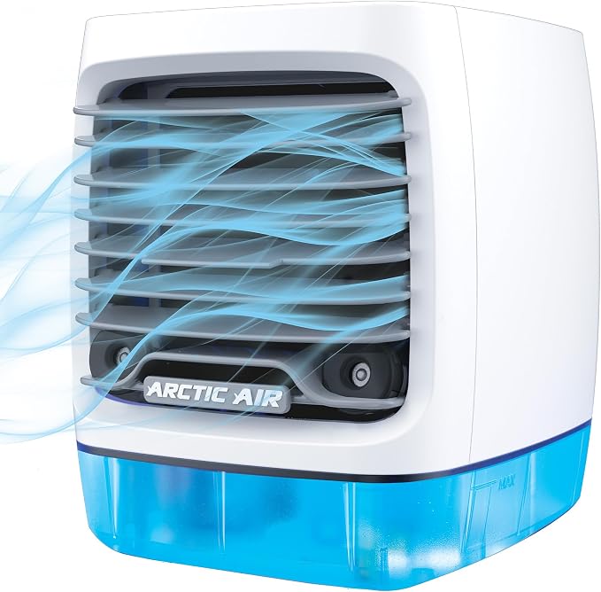 Chill Zone Evaporative Cooler with Hydro-Chill Technology, Portable Fan with 4 Adjustable Speeds, 8-Hour Cooling, Fan for