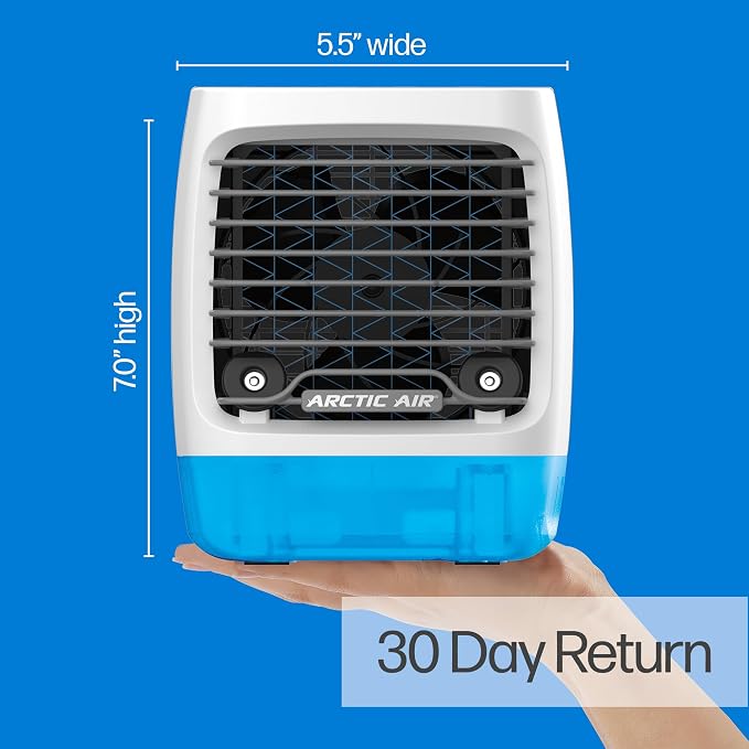 Chill Zone Evaporative Cooler with Hydro-Chill Technology, Portable Fan with 4 Adjustable Speeds, 8-Hour Cooling, Fan for