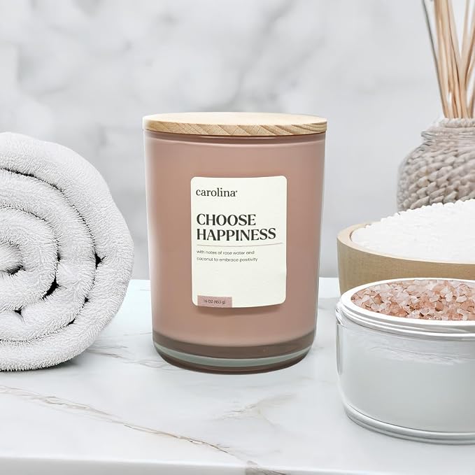 Choose Happiness 16 oz Scented Candle, 2 Wick comfort Relaxing Candle, 60H Burn Time, Ideal for Creating a Welcoming Home