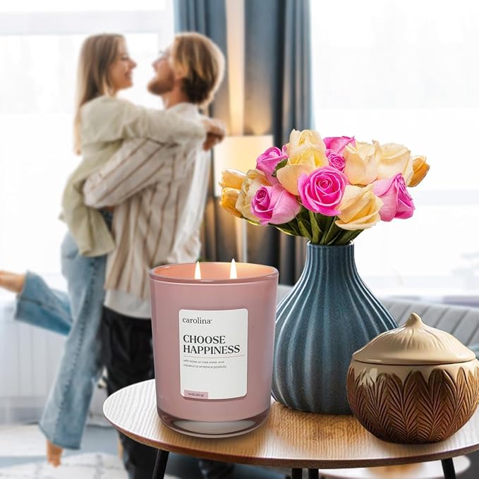 Choose Happiness 16 oz Scented Candle, 2 Wick comfort Relaxing Candle, 60H Burn Time, Ideal for Creating a Welcoming Home