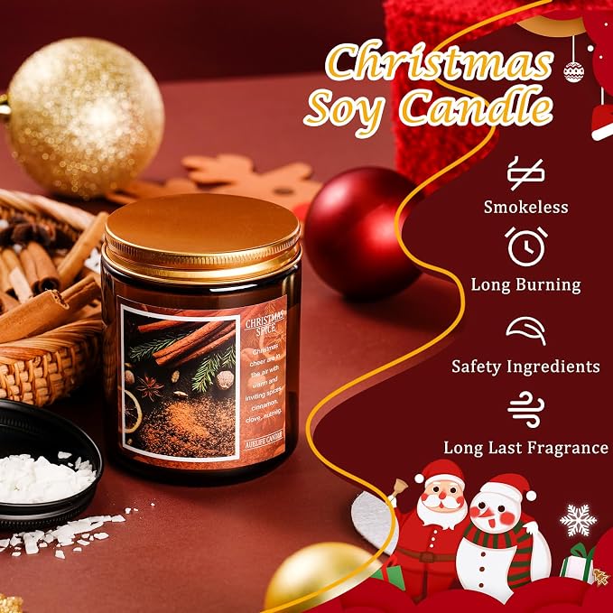 Christmas Candle Set | 4Pack Scented Candles Holiday Candle Gifts - Soy Candles Home Scented, Xmas Gift for Women and Men