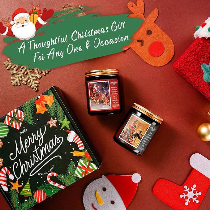 Christmas Candle Set | 4Pack Scented Candles Holiday Candle Gifts - Soy Candles Home Scented, Xmas Gift for Women and Men