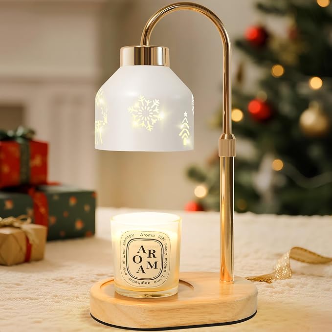 Christmas Candle Warmer Lamp with Timer, Adjustable Height Dimmable Lamp Candle Warmer for Jar Candles, Electric Warming