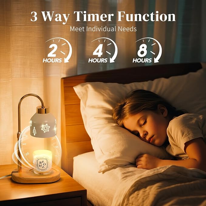 Christmas Candle Warmer Lamp with Timer, Adjustable Height Dimmable Lamp Candle Warmer for Jar Candles, Electric Warming