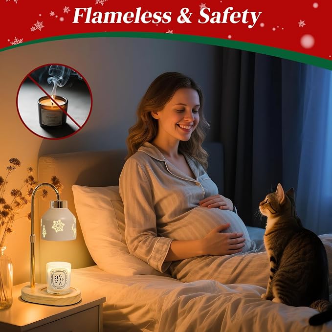Christmas Candle Warmer Lamp with Timer, Adjustable Height Dimmable Lamp Candle Warmer for Jar Candles, Electric Warming