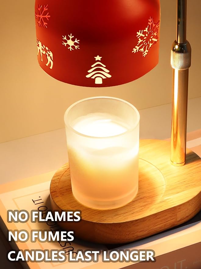 Christmas Candle Warmer Lamp, with Timer and Dimmer, Adjustable Height Candle Lamp, Wax Melt Warmer for Scented Jar Candles