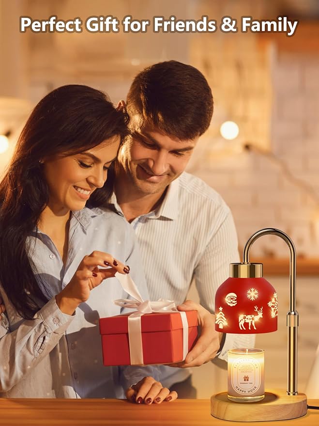 Christmas Candle Warmer Lamp, with Timer and Dimmer, Adjustable Height Candle Lamp, Wax Melt Warmer for Scented Jar Candles