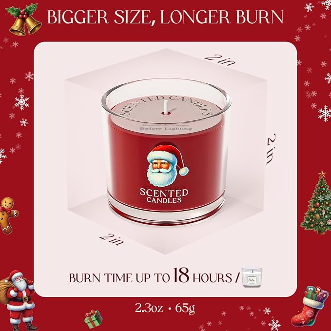 Christmas Candles, Scented Candles Gift Set for Stress Relief, 6 Votive Candles for Women and Men, Christmas Candle Gifts for