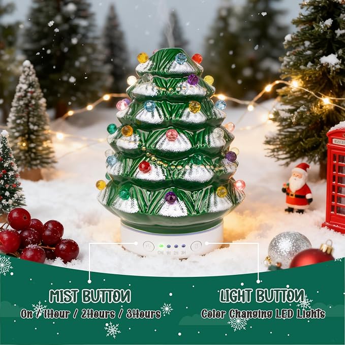 Christmas Essential Oil Diffuser, Festive Aromatherpay Diffuser for Essential Oils, Ceramic Ultrasonic Oil Diffusers for