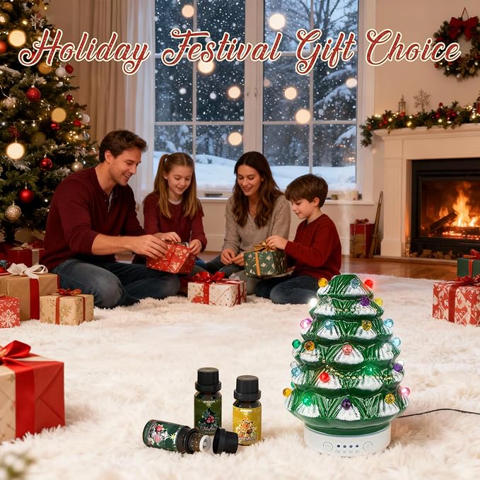 Christmas Essential Oil Diffuser, Festive Aromatherpay Diffuser for Essential Oils, Ceramic Ultrasonic Oil Diffusers for