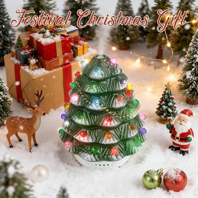 Christmas Essential Oil Diffuser, Festive Aromatherpay Diffuser for Essential Oils, Ceramic Ultrasonic Oil Diffusers for