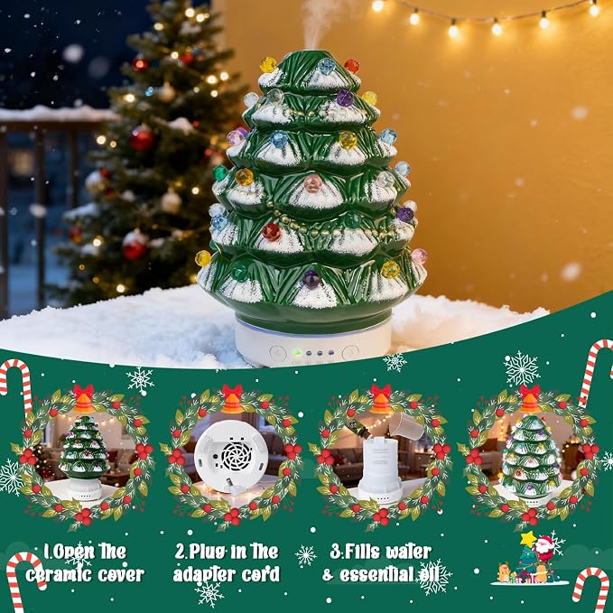 Christmas Essential Oil Diffuser, Festive Aromatherpay Diffuser for Essential Oils, Ceramic Ultrasonic Oil Diffusers for
