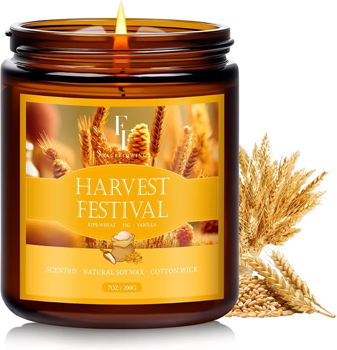 Christmas Fall Candle, Harvest Festival Scented Candles for Home, Natural Soy Autumn Candle Aromatherapy Candle, 7 oz Jar