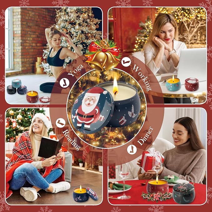 Christmas Scented Candles Gifts - Xmas Candle Gift Set for Women Men Aromatherapy Soy Wax Natural Small Festival Aroma