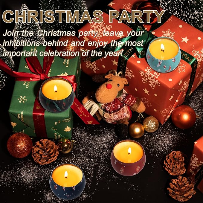 Christmas Scented Candles Gifts - Xmas Candle Gift Set for Women Men Aromatherapy Soy Wax Natural Small Festival Aroma
