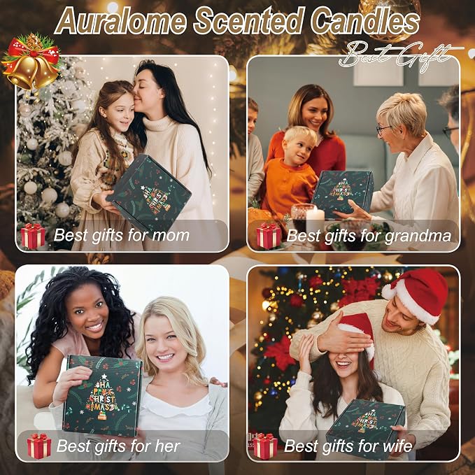 Christmas Scented Candles Gifts - Xmas Candle Gift Set for Women Men Aromatherapy Soy Wax Natural Small Festival Aroma