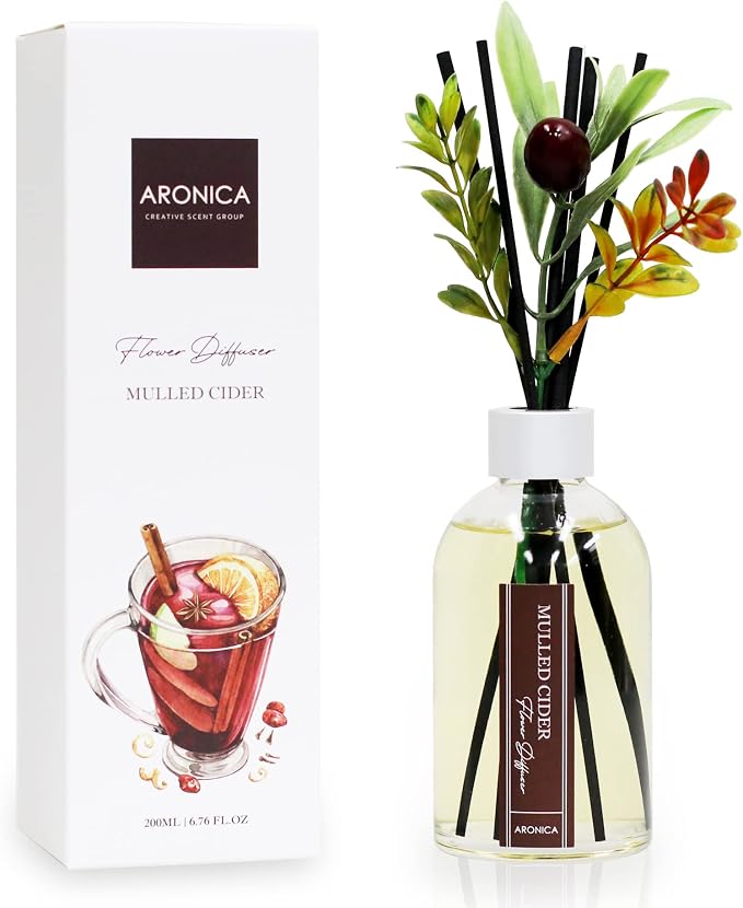 Christmas Tree Diffusir Oil Cinnamon, Mulled Spice Apple Oil with Sticks, Winter Candy Scented Reed Diffuser, product image