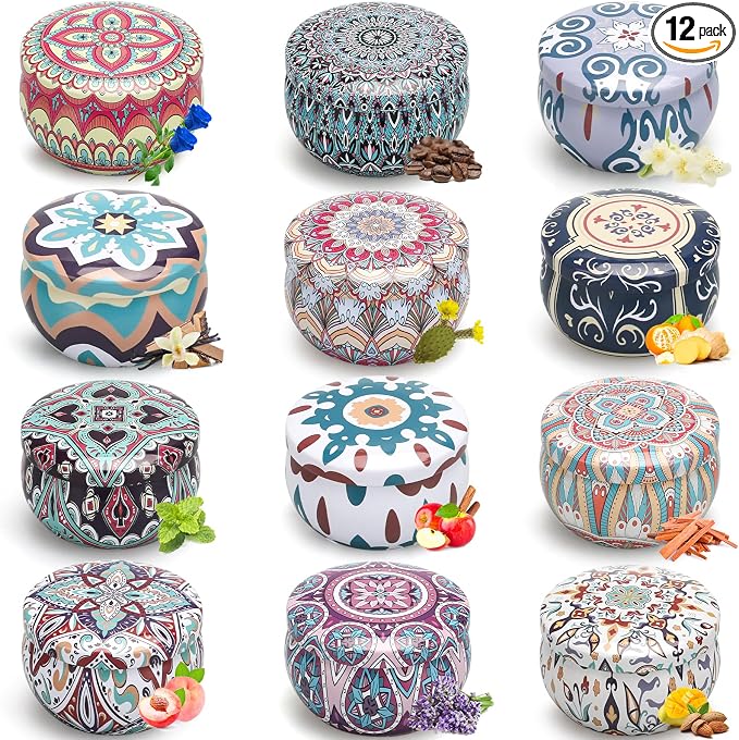 ChristmasGiftsCandles Scented Candle Gift Set, 12 Pack Home Fragrance - 300 Hour Long-Lasting Soy Wax, product image