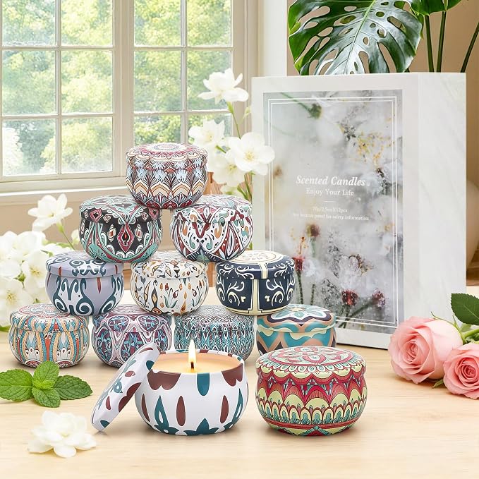 ChristmasGiftsCandles Scented Candle Gift Set, 12 Pack Home Fragrance - 300 Hour Long-Lasting Soy Wax, alternate product view