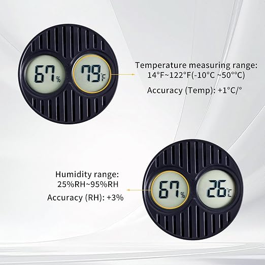 CIGAROL Mini Digital Hygrometer & Thermometer for Humidors — Indoor/Outdoor Temperature & Humidity Gauge for Greenhouse