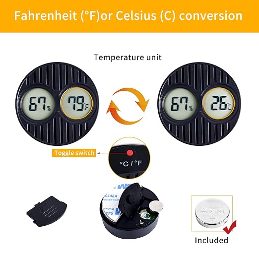 CIGAROL Mini Digital Hygrometer & Thermometer for Humidors — Indoor/Outdoor Temperature & Humidity Gauge for Greenhouse