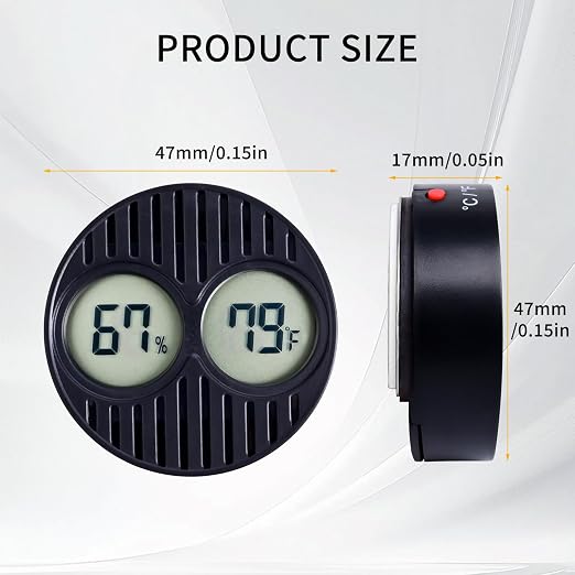 CIGAROL Mini Digital Hygrometer & Thermometer for Humidors — Indoor/Outdoor Temperature & Humidity Gauge for Greenhouse