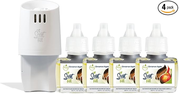 Cinnamon Apple Plug in Air Freshener, Scented Oil Refills, 4 Refills + Diffuser, product image